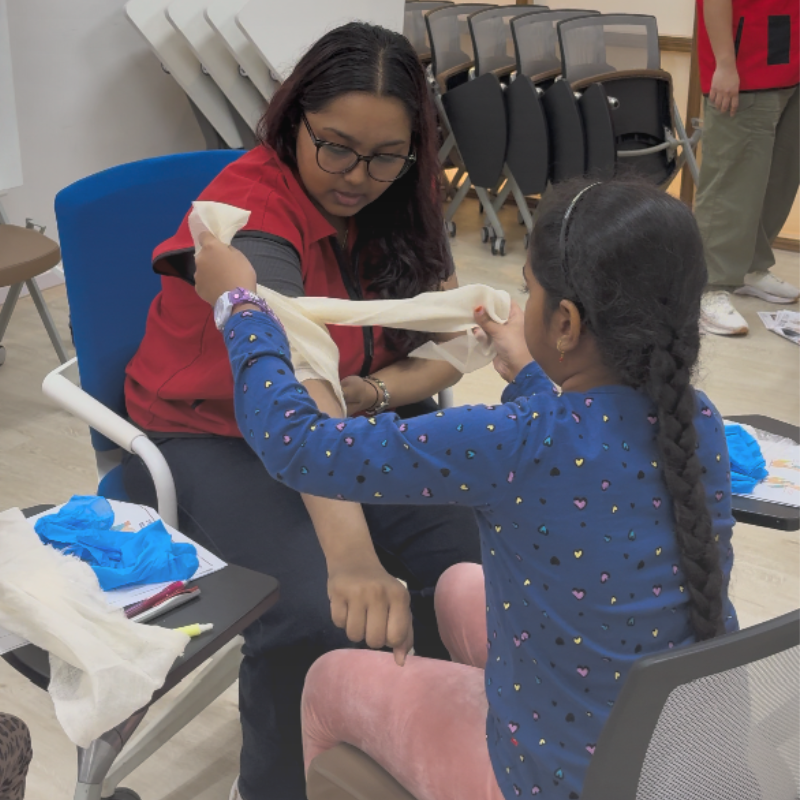 Kids working together during activities