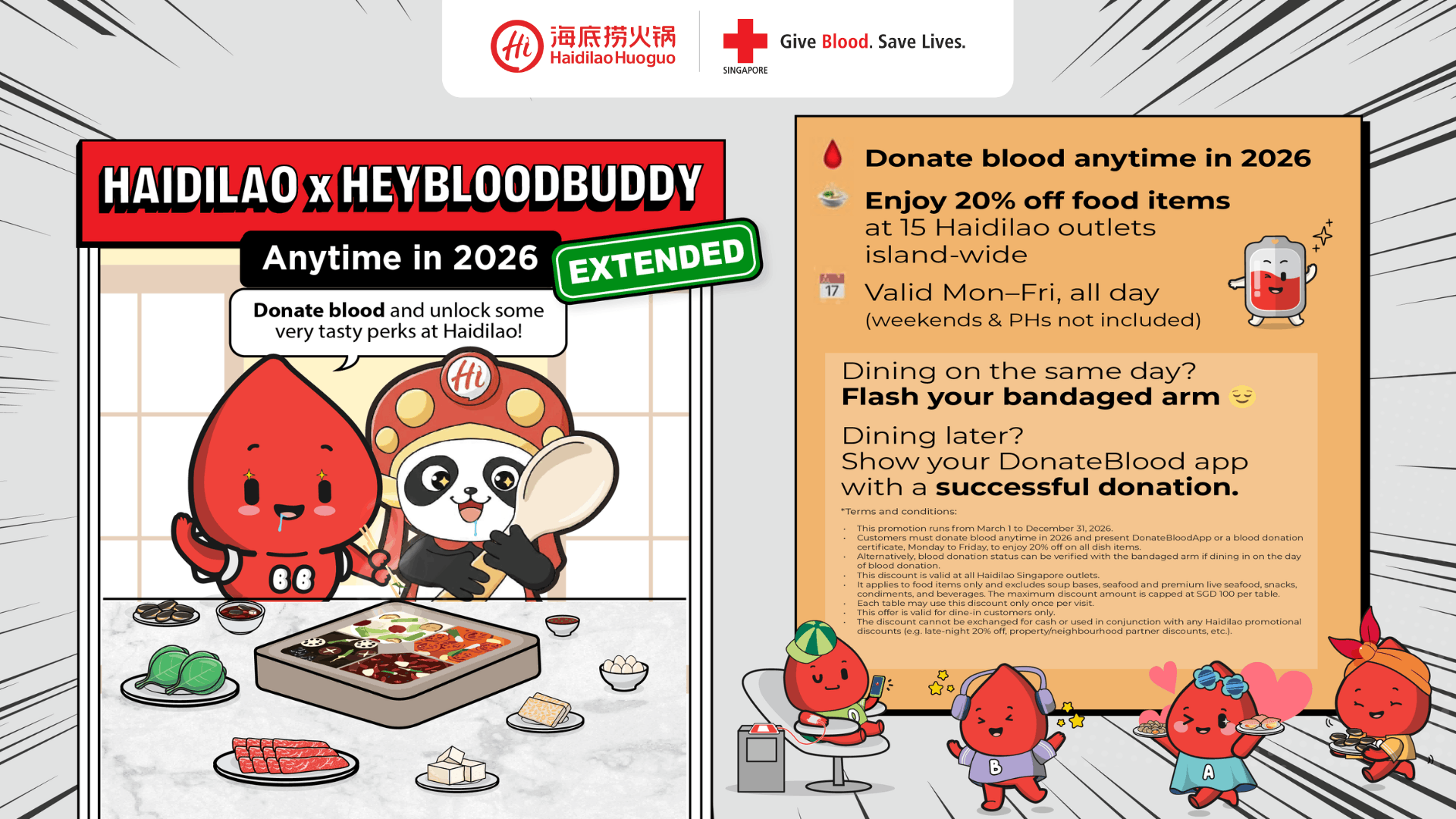 Singapore Red Cross Haidilao Blood donor perks
